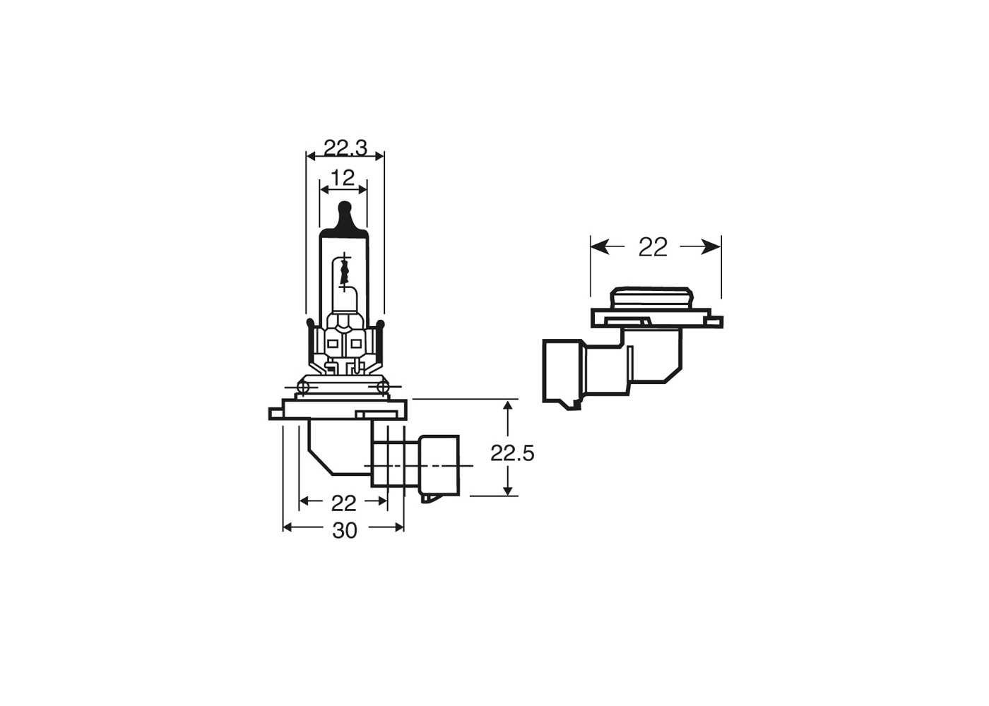 HB4 P22d bulb cap type